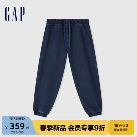 Gap男装2024春季新款纯棉INDIGO复古水洗抽绳束口裤休闲裤884798图片