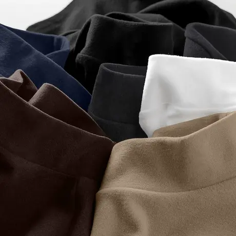 德绒打底衫男半高领长袖t恤秋冬季加绒保暖双面绒中领内搭上衣服商品大图