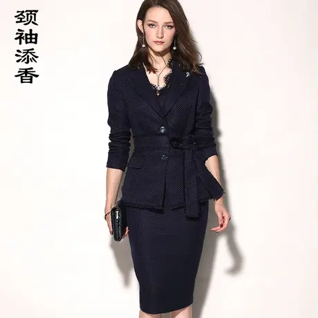 颈袖添香2023春秋新款职业女裙通勤时尚OL修身黑色商务正装商品大图