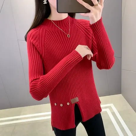 秋冬2023年新款半高领毛衣宽松套头打底衫女内搭爆款洋气针织衫女商品大图