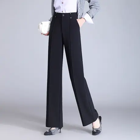 简约小个子高腰显瘦中缝遮胯提臀显腿长2023秋季新款长裤女阔腿裤图片