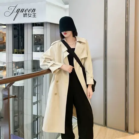 风衣外套女中长款秋季新款韩版宽松气质英伦风休闲翻领工装大衣潮商品大图