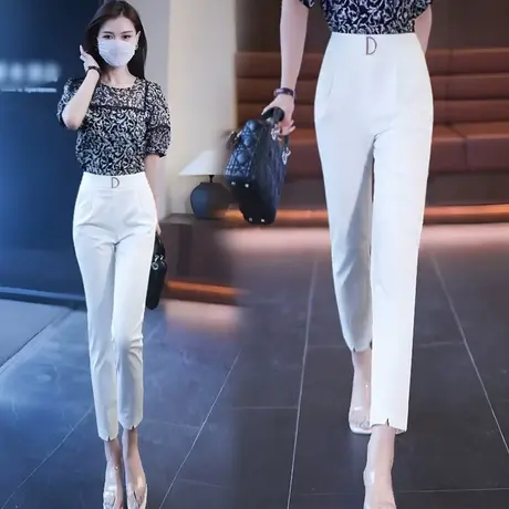 哈伦裤女九分时尚百搭休闲萝卜裤夏季薄款气质减龄高腰直筒香蕉裤图片