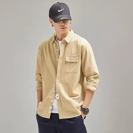 Modi Nick/摩帝尼克秋季男士衬衫斜纹面料撞色口袋工装衬衫休闲图片