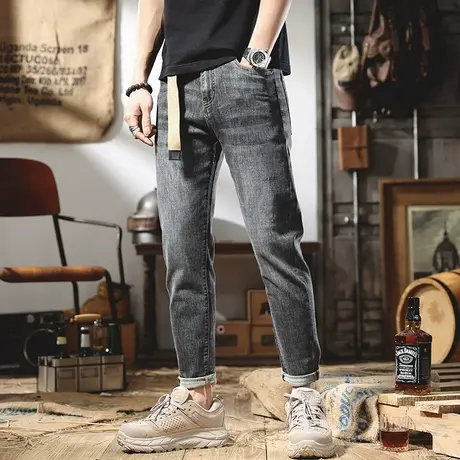 高端轻奢牛仔裤男夏季薄款修身小脚复古哈伦2022年新款男士长裤子商品大图