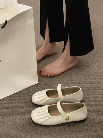 玛丽珍鞋女平底单鞋2023新款夏季配裙子女鞋银色小皮鞋温柔晚晚鞋商品大图