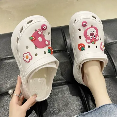 2023新款洞洞鞋女夏季外穿可爱小熊踩屎感厚底防滑增高包头凉拖鞋商品大图