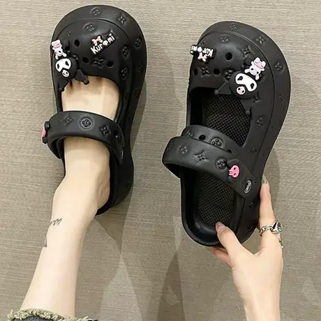 2023新款夏季可爱防滑两穿包头洞洞鞋女外穿沙滩厚底踩屎感凉拖鞋商品大图