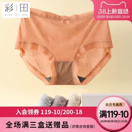 彩田彩田2023新款女士内裤锦纶中高腰抗菌底档性感提花蕾丝三角商品大图