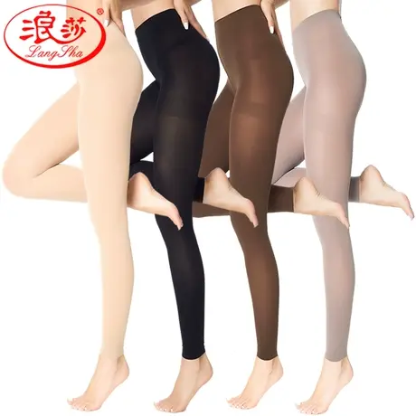 浪莎丝袜连裤袜防脱丝 打底袜中厚秋冬天鹅绒九分黑肉色打底裤袜商品大图