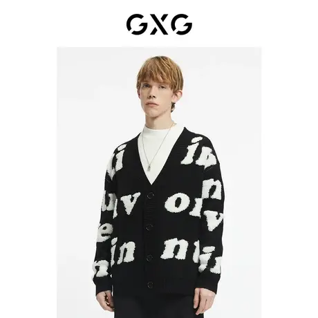 GXG男装 商场同款黑白开襟毛衫  重塑系列图片