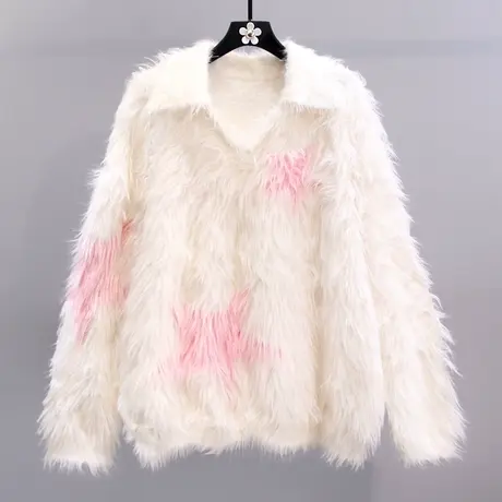 日系小香风polo领毛衣女秋冬2023新款宽松高级感软糯套头针织上衣商品大图