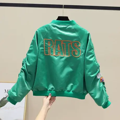 字母刺绣棒球服短外套女2023年春秋新款韩版休闲拉链开衫夹克上衣图片