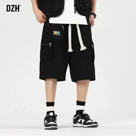男士黑色工装短裤男潮牌夏季薄款休闲五分裤宽松裤子2023新款男裤商品大图