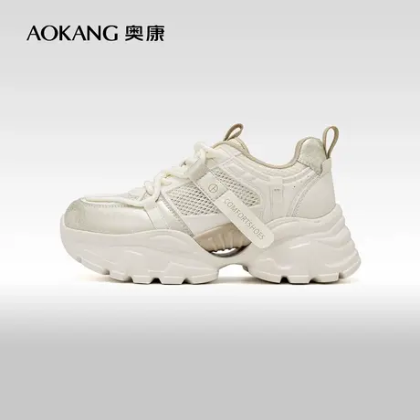 奥康女鞋 春季新款轻盈透气时尚老爹鞋厚底增高潮流休闲鞋图片