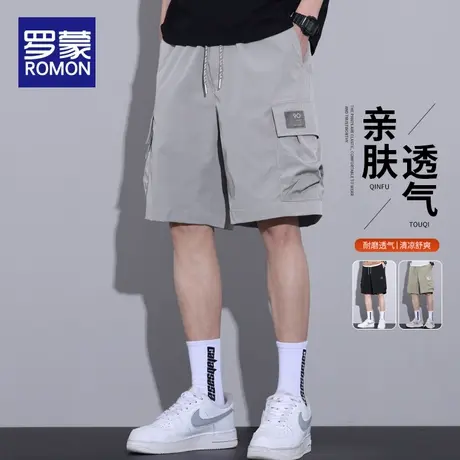 罗蒙工装休闲短裤男士夏季薄款冰丝宽松直筒2025新款五分中裤子男商品大图