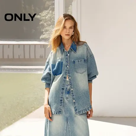 ONLY奥莱夏季时尚休闲翻领宽松纯棉牛仔外套女图片