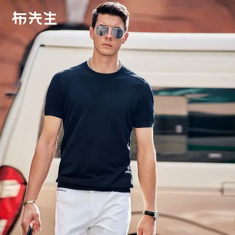 MrBu布先生圆领针织t恤2025春夏新款商务男士短袖上衣ET15179图片