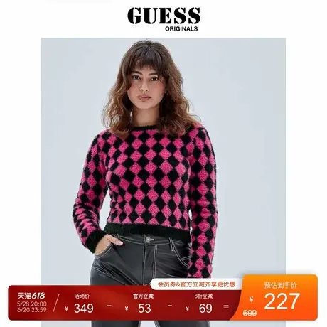 GUESSOriginals春夏女彩色格纹圆领针织毛衣-W2RR37Z33V0商品大图