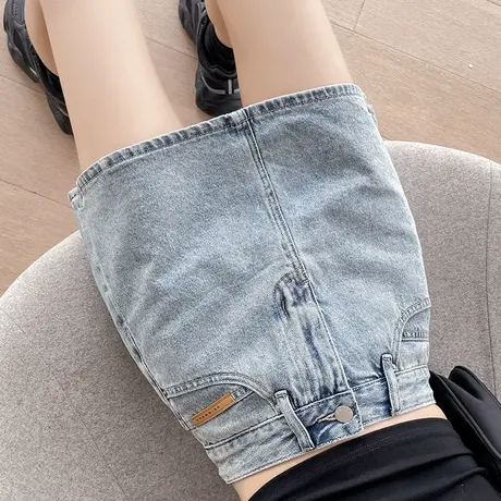 蓝色牛仔半身短裙女2025夏季薄款高腰显瘦小个子a字辣妹包臀裙子图片