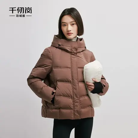 千仞岗简约短款防寒外套直筒加厚保暖连帽纯色休闲运动羽绒服女Ⅰ商品大图