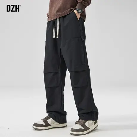 男士黑色机能工装裤男2023新款秋季直筒裤垂感高级感休闲长裤男款图片