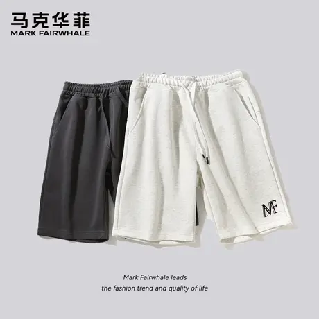 马克华菲纯棉短裤男款休闲裤2025夏季新款男士潮流透气宽松五分裤图片