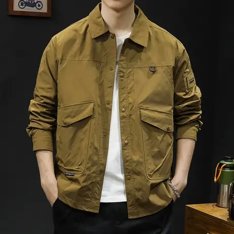 翻领夹克男外套春秋潮牌男装工装大码男款上衣男士冲锋衣2023新款图片