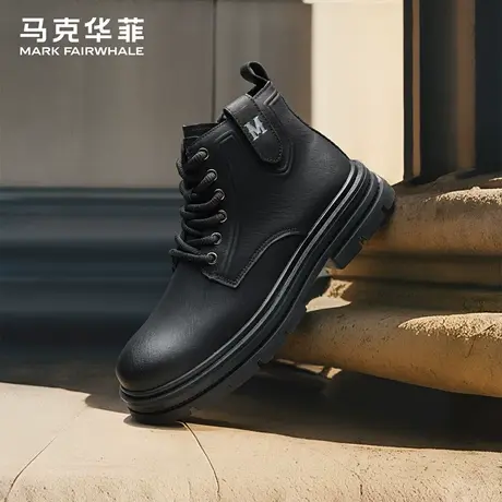马克华菲马丁靴男款2025新款黑色英伦风工装靴户外高帮机车靴子男图片