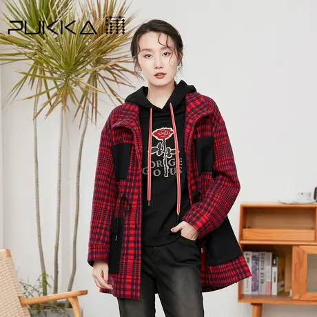 蒲PUKKA原创设计毛呢外套2022冬装宽松休闲工装风羊毛大衣商品大图