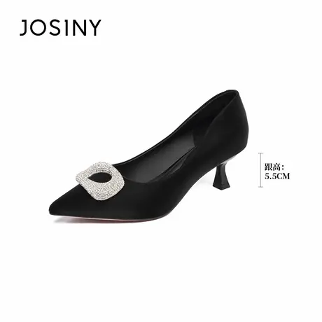 Josiny/卓诗尼秋季25细跟高跟鞋尖头百搭舒适软底浅口水钻休闲女商品大图