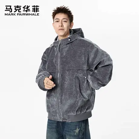 马克华菲男士连帽外套雪尼尔斜纹绒夹克秋季宽松休闲潮牌百搭上衣图片