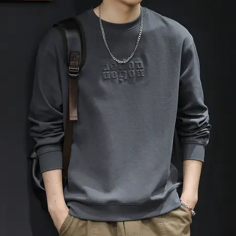 潮牌卫衣男秋冬款圆领男款重磅衣服秋季2023新款长袖大码立体印花商品大图