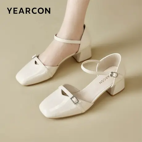 意尔康官方旗舰店女鞋中后空凉鞋通勤百搭极简风夏季方头浅口图片