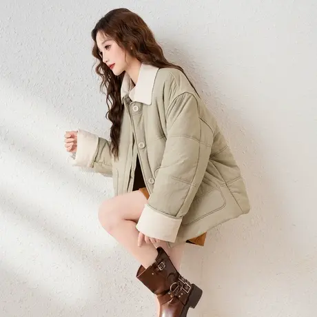 唐狮秋冬新款女棉衣短款百搭休闲棉服保暖小众设计感外套爆款tu图片