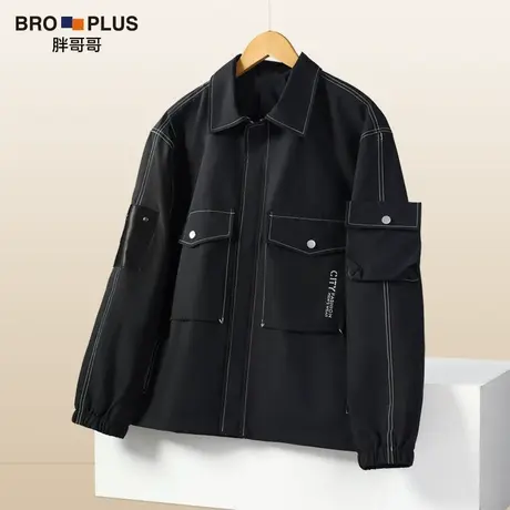 【多口袋大码工装外套男】宽松加肥加大男士夹克潮牌胖子男装秋季图片