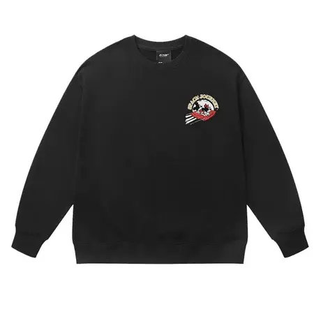 美式嘻哈米奇飞船圆领卫衣男女潮牌街头运动大码宽松加绒上衣商品大图