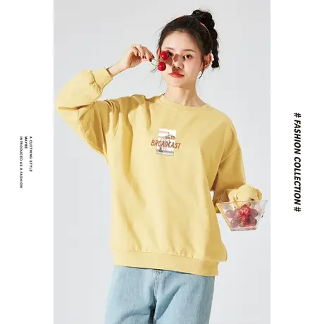 [商场同款]唐狮冬季卫衣女前胸小图案可爱少女基础日常百搭学生商品大图