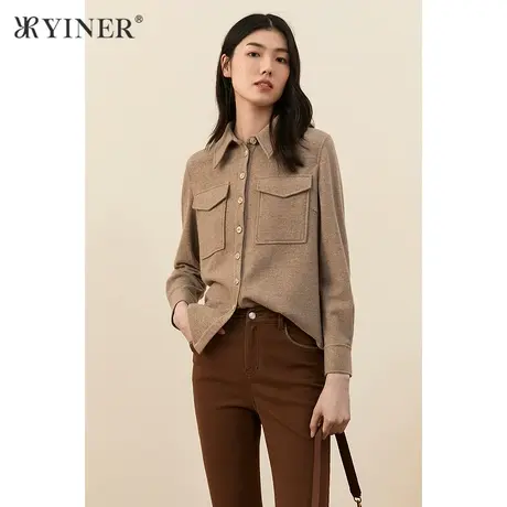 *YINER音儿女装秋季气质羊毛长袖衬衫商品大图