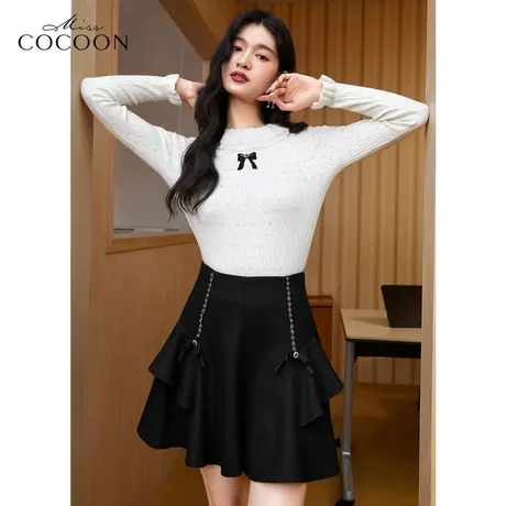 missCOCOON法式复古针织衫女2023新款春显瘦蝴蝶结设计打底羊毛衫图片