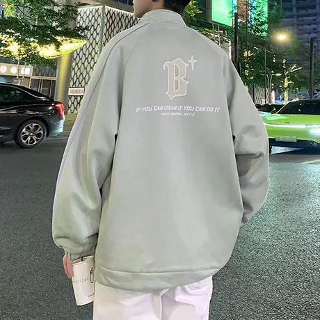 潮牌麂皮绒外套男春秋季高级感痞帅美式高街夹克潮流oversize上衣商品大图