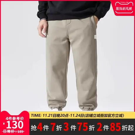 GxxH大码男装2023秋冬百搭潮流束脚加绒卫裤美式宽松休闲运动长裤图片