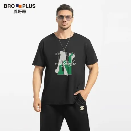 胖哥哥冰丝大码短袖T恤男潮流加肥加大宽松胖子半袖T恤运动衫夏季图片