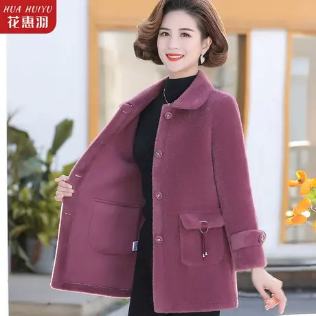 中老年女式风衣新款妈妈秋冬毛呢外套中年妇女冬装中长款呢子大衣图片