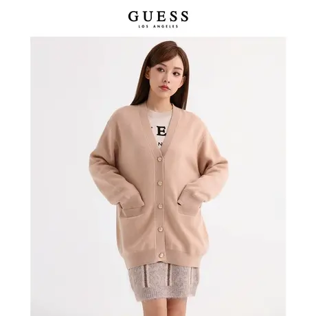 GUESS女士含羊毛羊绒学院风甜美减龄针织开衫外套-W3PR83Z0W90商品大图