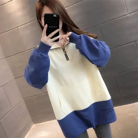 超火学院风猫耳朵连帽卫衣女2023年新款韩版宽松拉链百搭上衣服潮图片