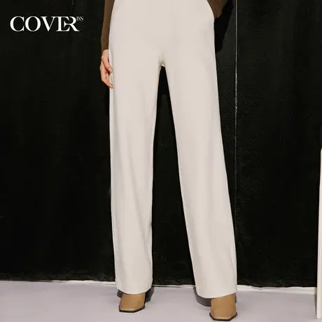 COVER2023冬季高支高密舒适松紧腰设计垂顺雪尼尔休闲裤图片