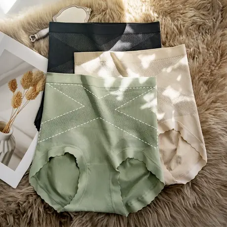 高腰收腹内裤女士大码3D立体臀无缝提臀透气打底短裤收小肚子夏薄商品大图