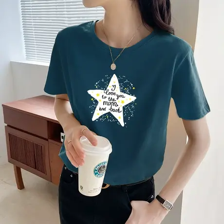 夏季女装2022年新款纯棉短袖t恤女夏装宽松显瘦大码半袖学生上衣图片