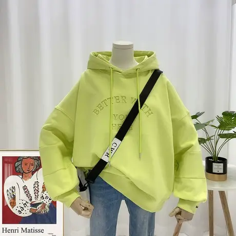 waitmore卫衣女春秋薄款2021新款韩版ins潮字母宽松连帽百搭外套图片